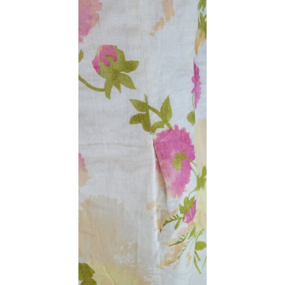 J Jill Dress Linen Sand Beige Floral 100% Linen Dress Womens Sz 8P - Picture 2 of 12